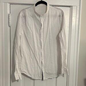 Mens White Casual Button Down Shirt